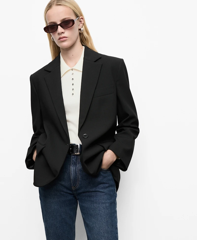 Mango Women's Flap Pockets Straight Blazer