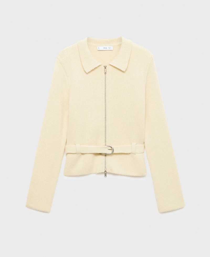 Mango Women's Belt And Buckle Knitted Jacket