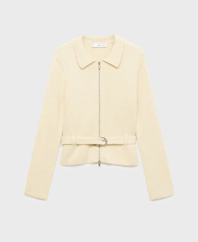 Mango Women's Belt And Buckle Knitted Jacket