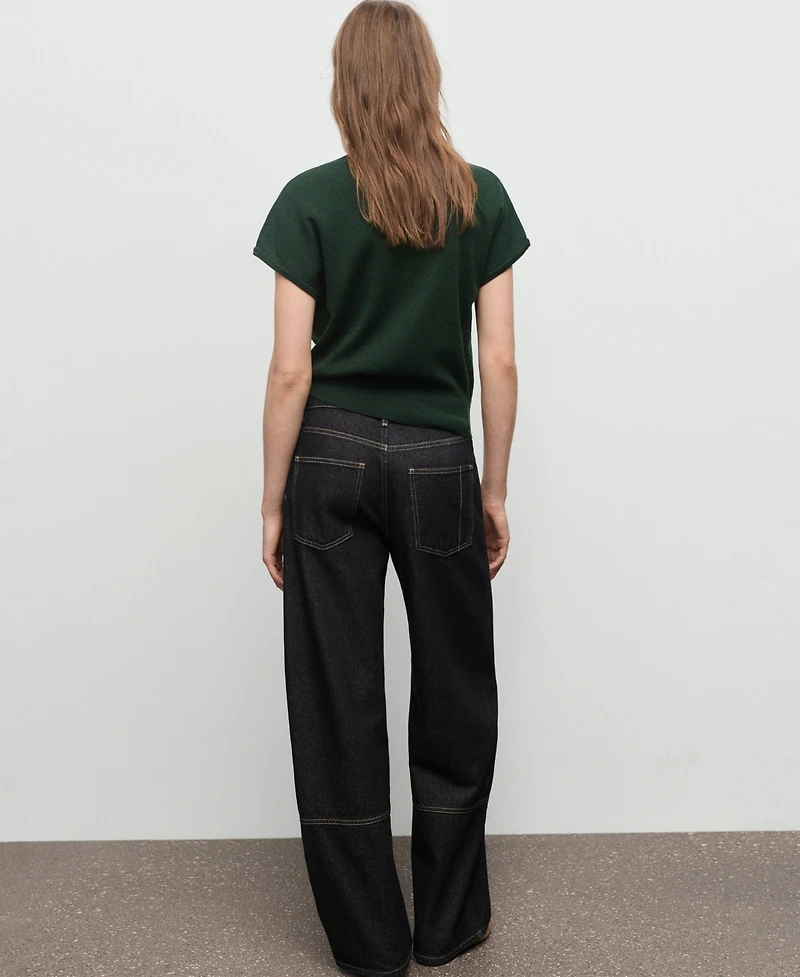 Mango Women's Draped Neckline Short-Sleeved Top