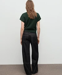 Mango Women's Draped Neckline Short-Sleeved Top