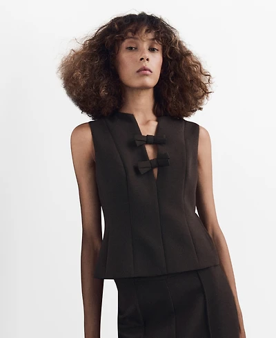 Mango Women's Bows Detail V-Neck Blouse