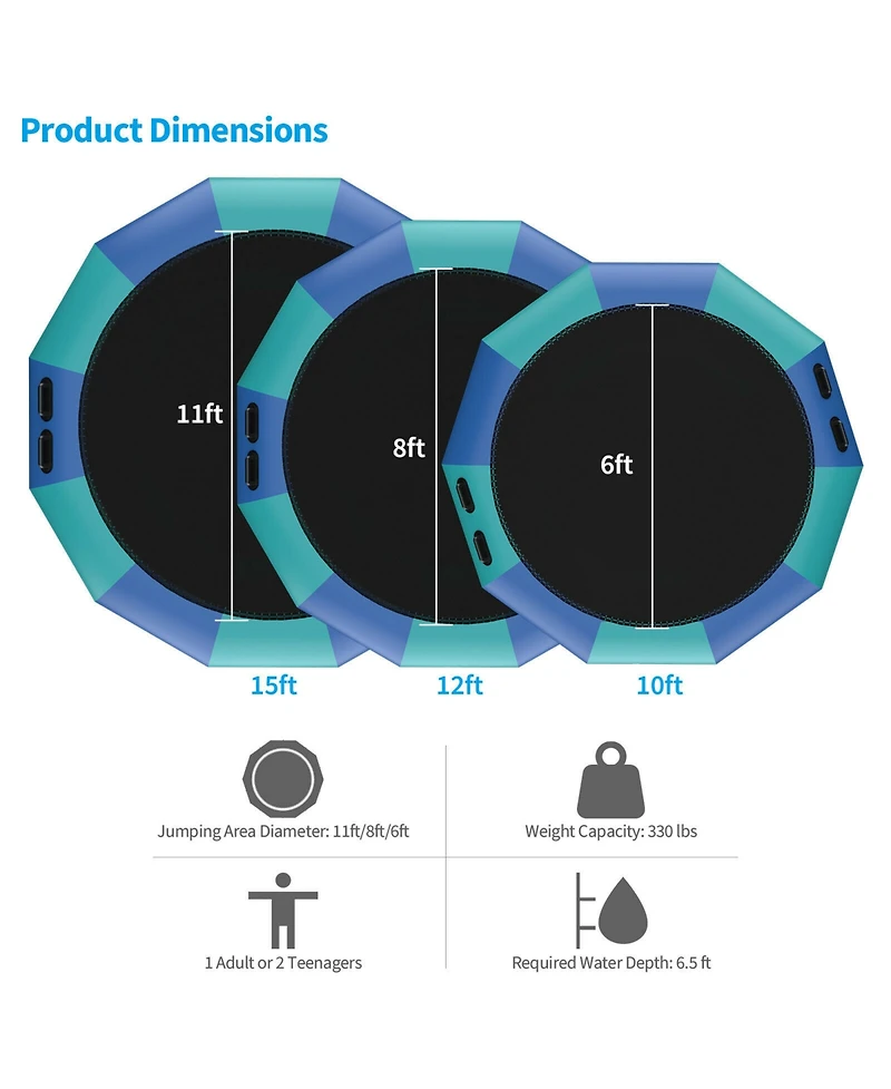 Skonyon 10 Feet Inflatable Splash Padded Water Bouncer Trampoline