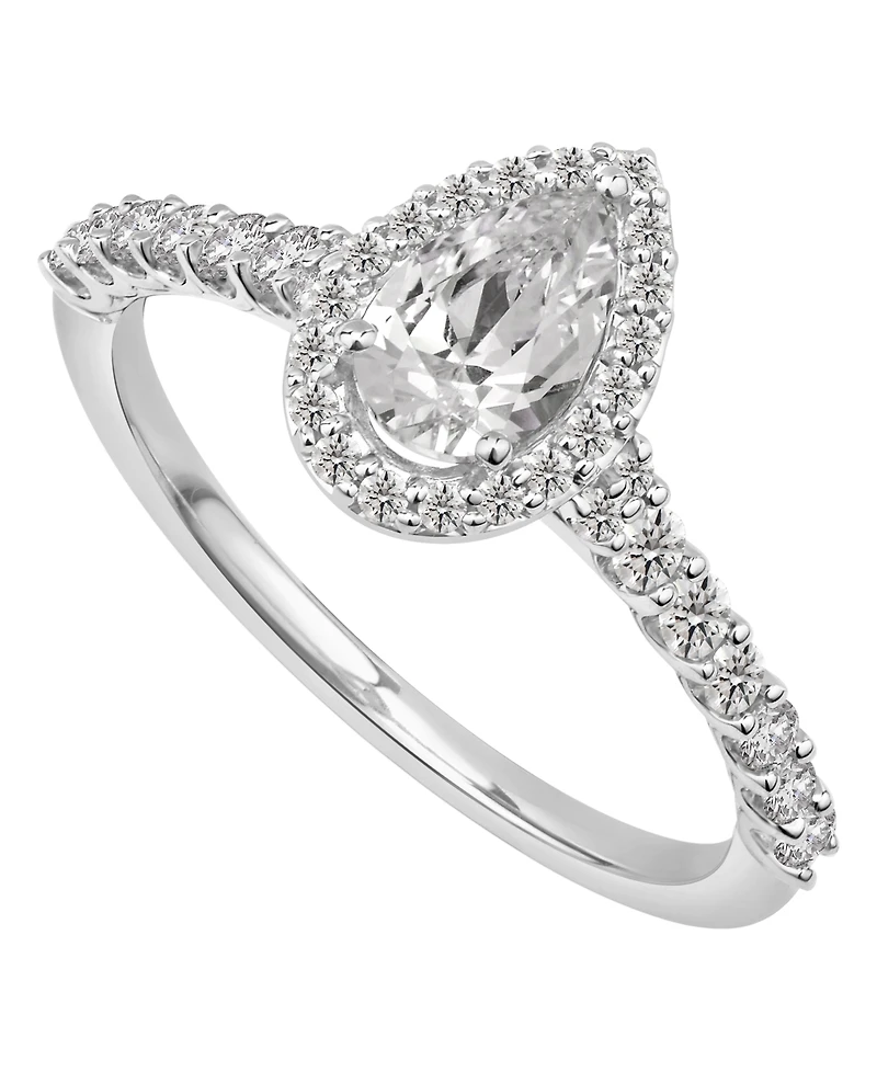 Gia Certified Diamonds Diamond Pear Halo Engagement Ring (1 ct. t.w.) in 14k White Gold