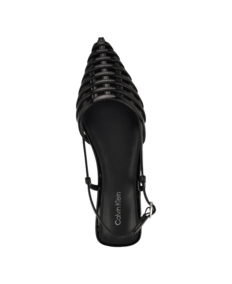Calvin Klein Women's Glessia Woven Pointed Toe Slingback Flats