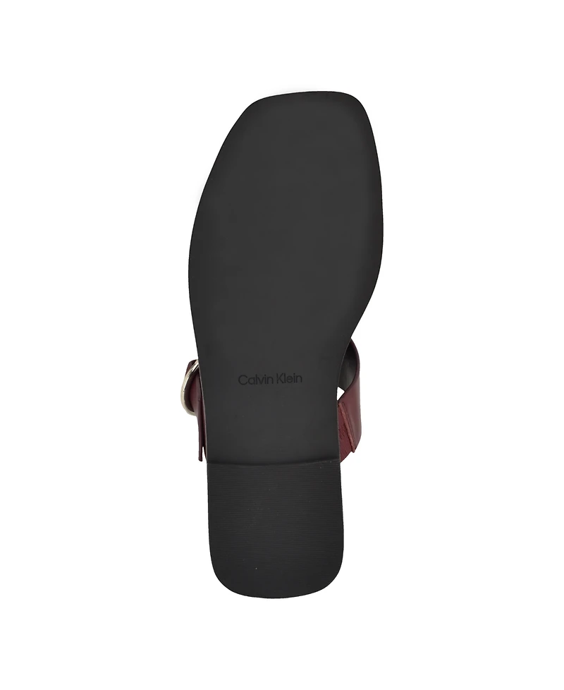 Calvin Klein Women's Meritt Leather Flat Slip-On Sandals