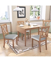 Maison Boucle 5-Piece Drop Leaf Dining Table Set with 4 Upholstered Chairs, Space-Saving Kitchen Table Set for Small Apartments-