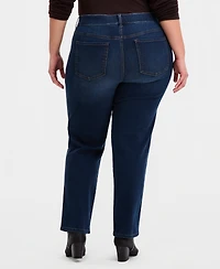 Style & Co Plus Pull-On Shaping High-Rise Straight-Leg Jeans, Macy's Exclusive