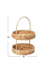Household Essentials Water Hyacinth 2-Tier Tray, Natural