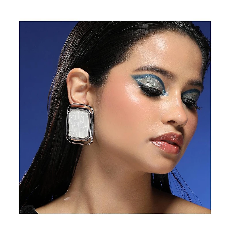 Women's The Moziac-Quad Statement Earrings - Metallic Silver