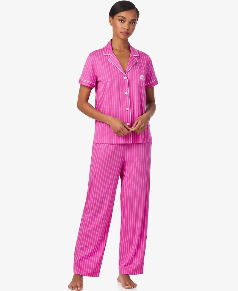 Lauren Ralph Lauren Women's Notch Collar and Long Pant Pajama Set
