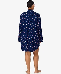 Lauren Ralph Women's Plus Long Sleeve Notch Collar Sleepshirt