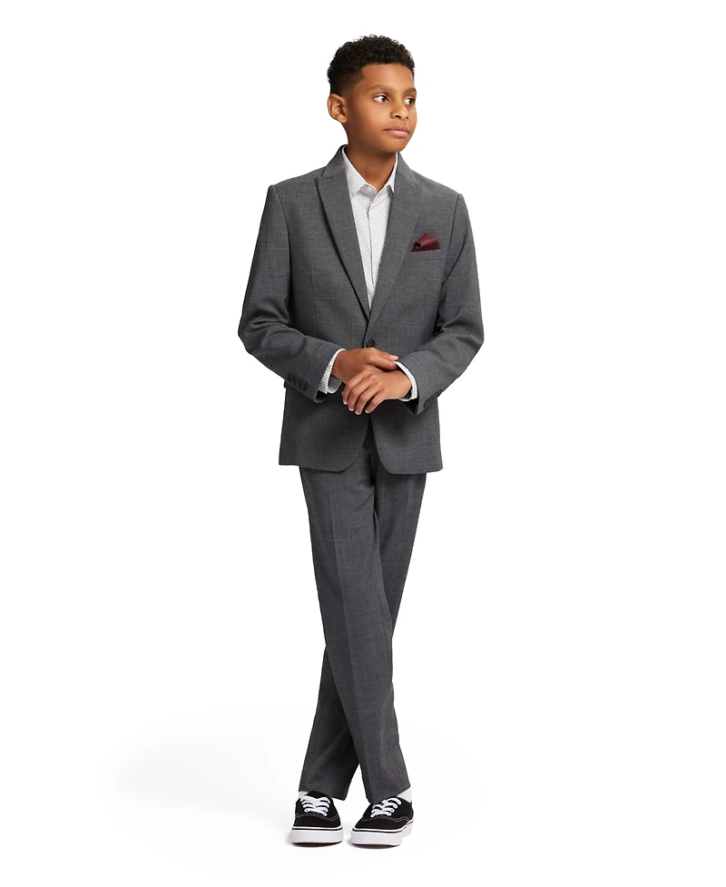 Calvin Klein Boys 8-20 Stretch Textured Windowpane Jacket