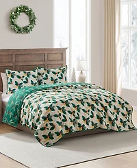 Hallmark Bedding Poinsettia Holiday 3-Pc. Quilt Set
