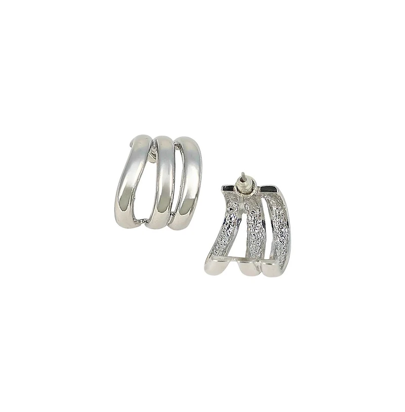 Women's The Triad-Line Hoop Earrings - Chrome Silver