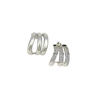 Women's The Triad-Line Hoop Earrings - Chrome Silver
