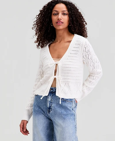 And Now This Women's Tie-Front Braided Cardigan, Macy's Exclusive