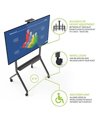 Kanto MTP100 Height Adjustable Rolling Tv Stand for 55" - 100" TVs