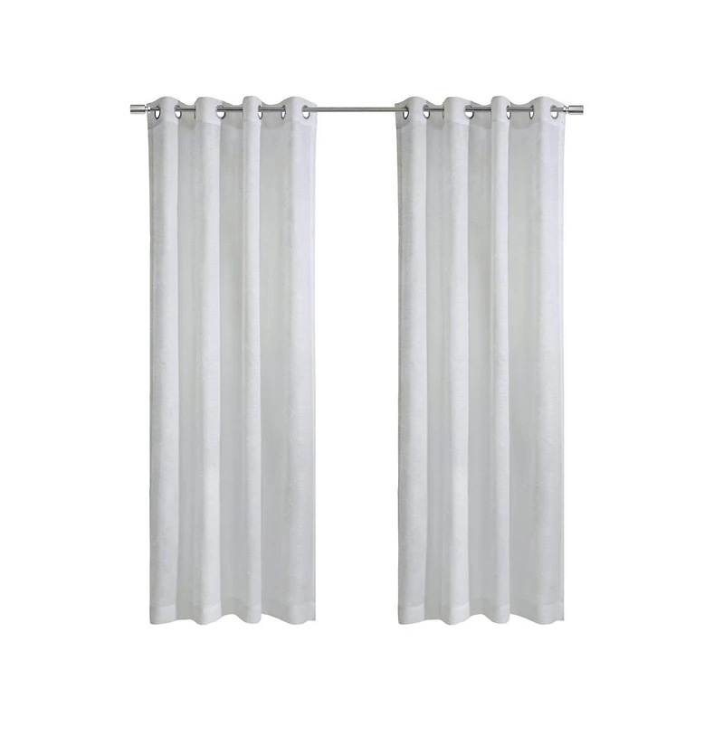 Thermaplus Margot 100% Blackout Subtle Textured Geometric Pattern Grommet Curtain Panel 52" x 108" White