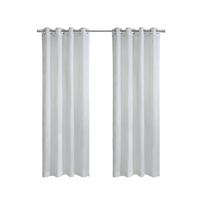 Thermaplus Margot 100% Blackout Subtle Textured Geometric Pattern Grommet Curtain Panel 52" x 108" White