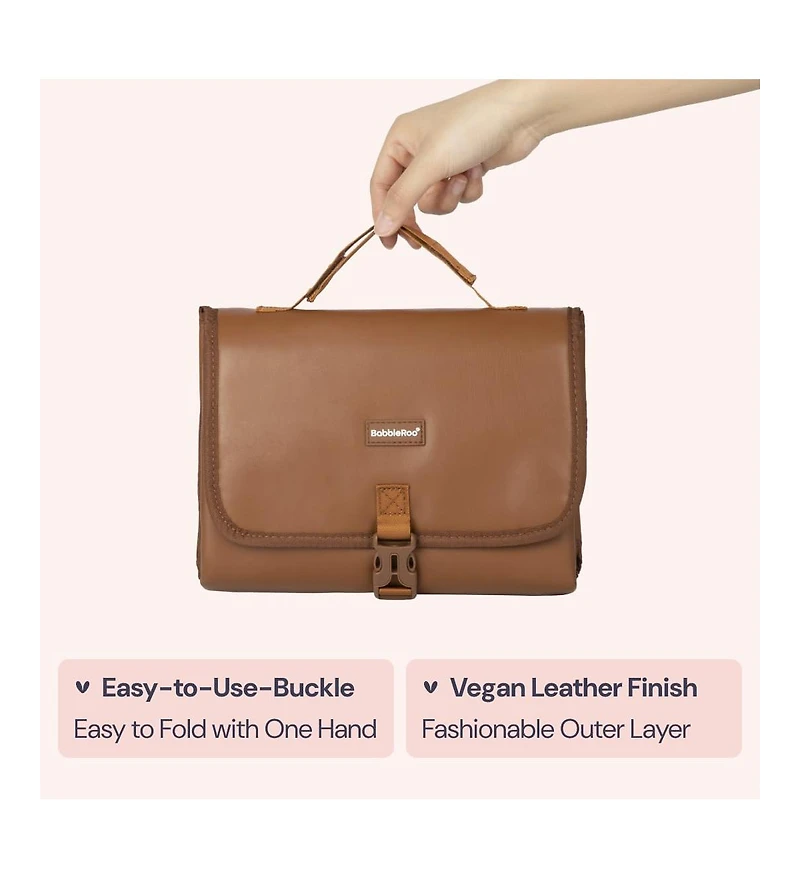 BabbleRoo Kids Diaper Bag Backpack, Spacious & Stylish Leather Faux Changing Pad, Brown