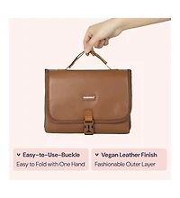 BabbleRoo Kids Diaper Bag Backpack, Spacious & Stylish Leather Faux Changing Pad, Brown