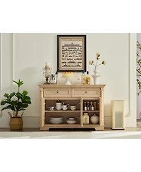 Streamdale Furniture Farmhouse Kitchen Storage Cabinet, Roman Column Coffee Bar/Wine Cooler