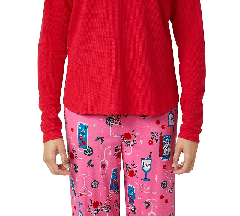 Hue Women's Solid Long-Sleeve Crewneck Pajama T-Shirt