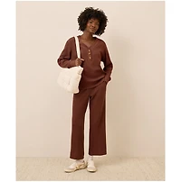 Pact Women's Thermal Waffle Henley Pullover