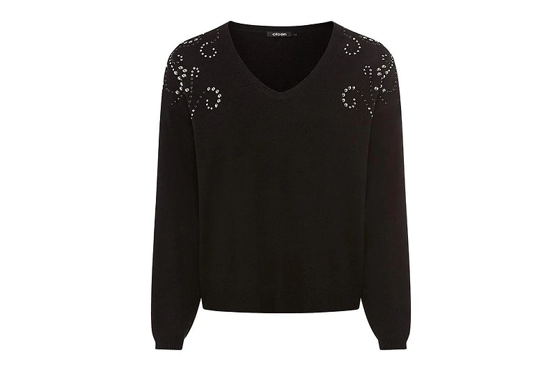 Olsen Women's Embellished Fine Gauge Sweater