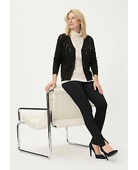 Olsen Women's Rib Knit Cardigan with Sequin Detail Sweater