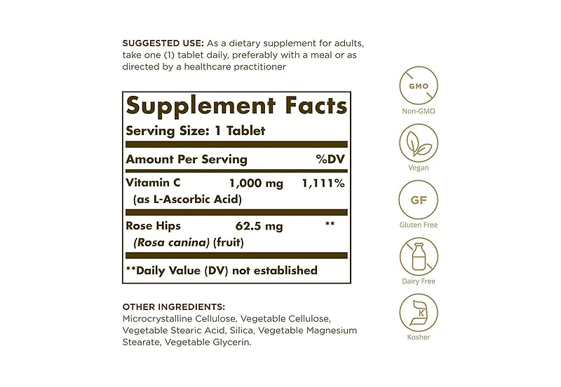 Solgar Vitamin C with Rose Hips ,1000 mg ,100 Tabs