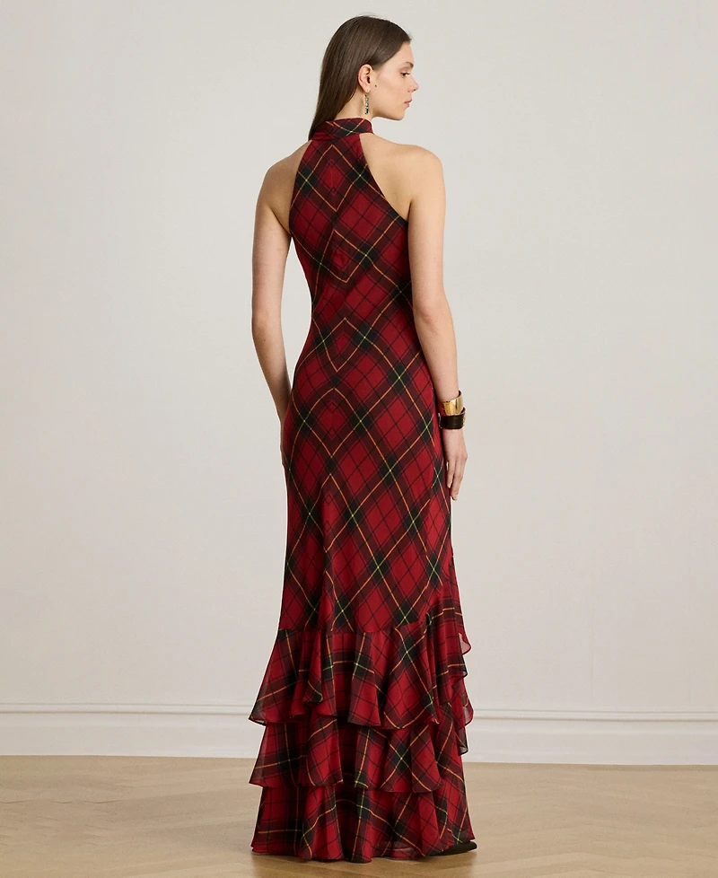 Lauren Ralph Women's Plaid Tiered Maxi Dress