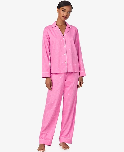 Lauren Ralph Women's Long Sleeve Notch Collar Pant Pajama Set