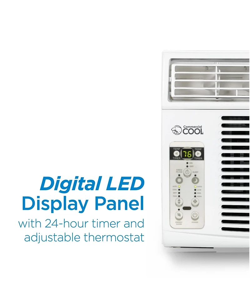 Commercial Cool Window Air Conditioner 8000 Btu, Ac Window Unit Cools Up to 350 Square Feet, Window Ac Unit with Full Function Remote Control, 3 Cooli