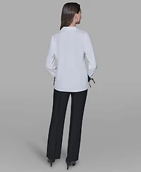 Karl Lagerfeld Paris Women's Contrast Collared Top