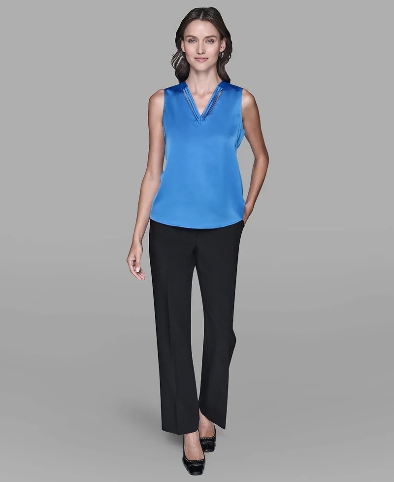 Karl Lagerfeld Paris Women's Sleeveless V-Neck Top