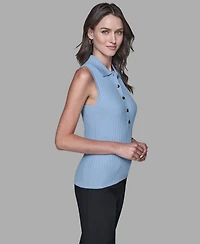 Karl Lagerfeld Paris Women's Sleeveless Collared Sweater