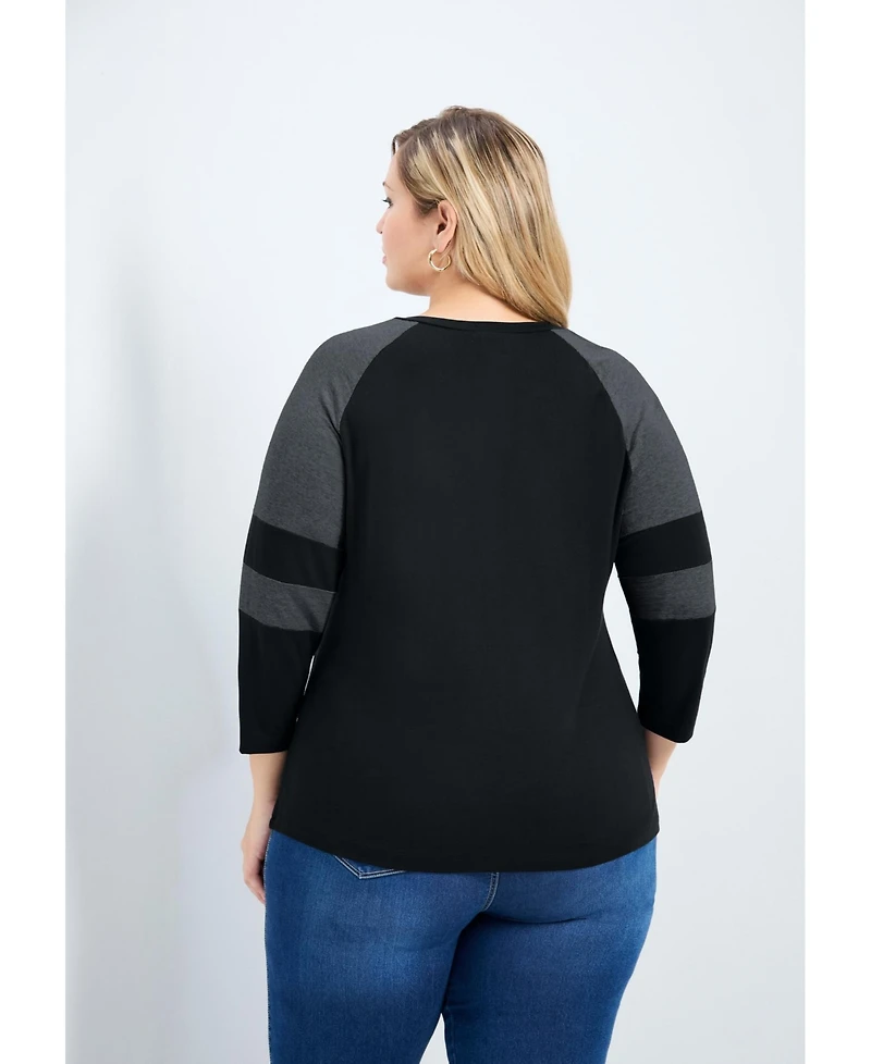 Avenue Women's Splice Sleeve Color Top