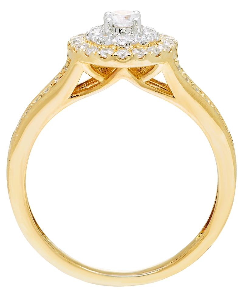 Macy's Diamond Halo Ring (1/2 ct. t.w.) in 14k Two-Tone Gold