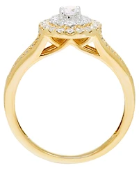 Macy's Diamond Halo Ring (1/2 ct. t.w.) in 14k Two-Tone Gold