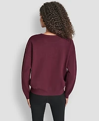 Dkny Women's Textured Logo Crewneck Sweater