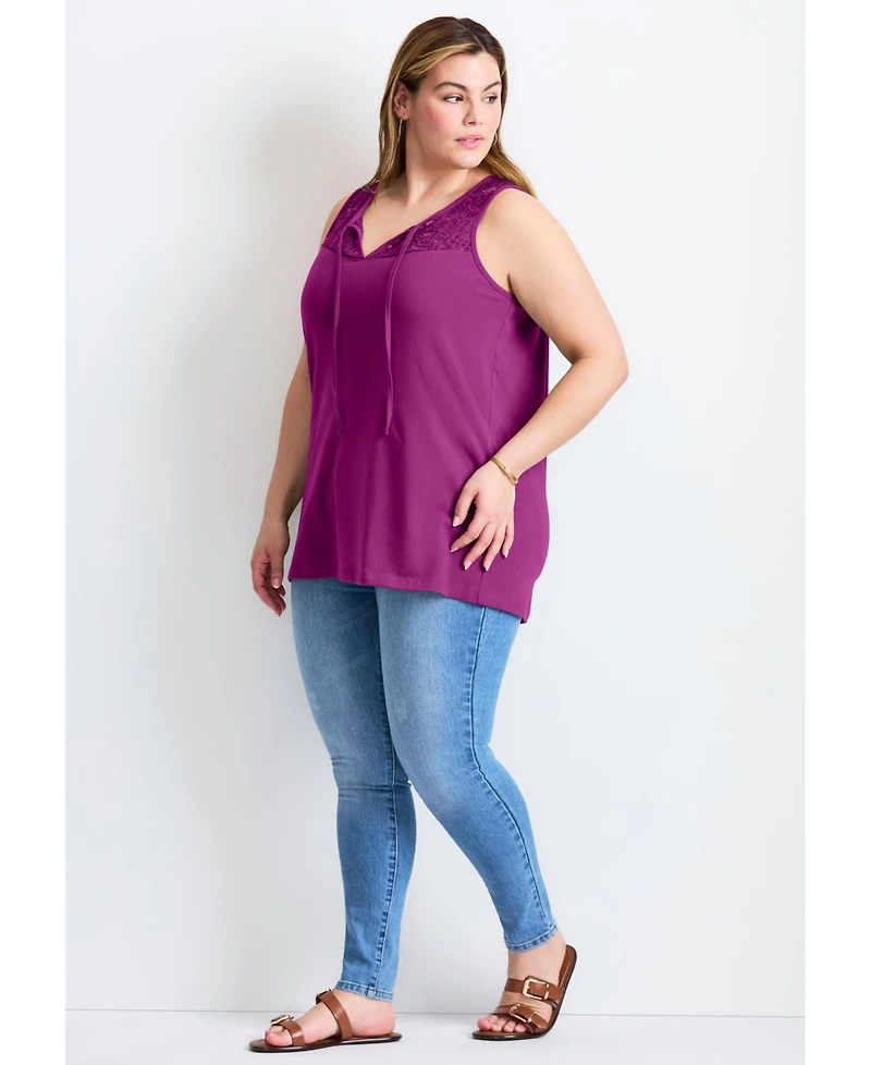 Avenue Women's Lace Yoke Detail Tank (Women's Top)
