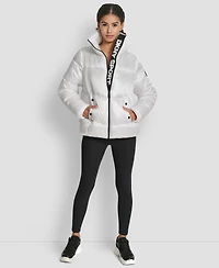 Dkny Women's Quilted Puffer Interior Placket Logo Jacket