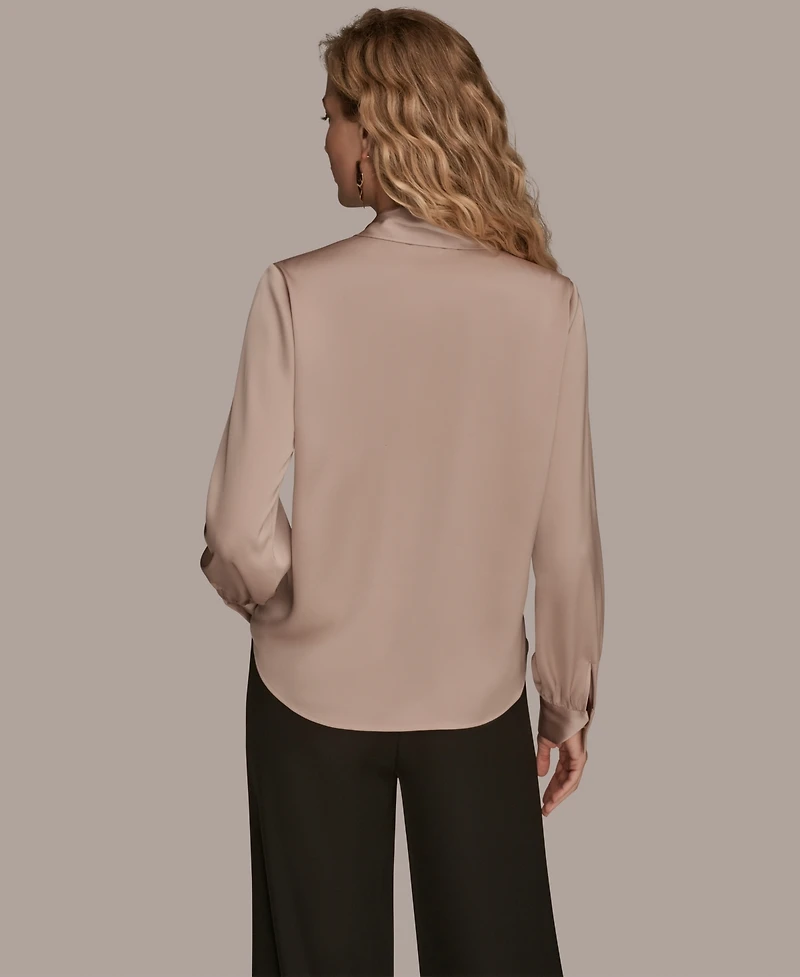 Donna Karan New York Women's Petite V-Neck with Bar Scarf Top, Regular & Petites