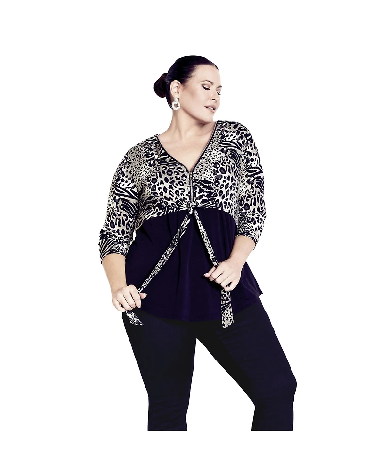 Avenue Women's Plus Lia Contrast Top