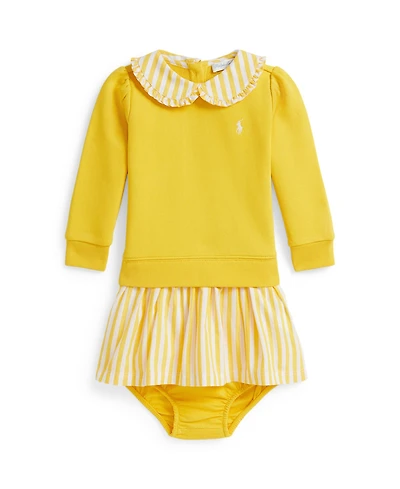 Polo Ralph Lauren Baby Girls Striped Loopback Fleece Dress and Bloomer