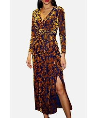 Yumi Women's Dresses Velour Stretch Midi Dress