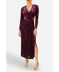 Yumi Women's Dresses Velour Stretch Midi Dress