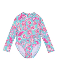 Snapper Rock Big Girls Tropical Glow Recycled Ls Surf Suit
